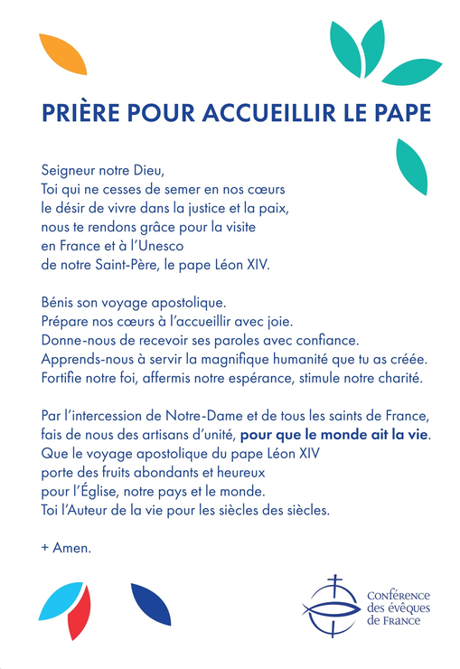 Carte prière Venue du Pape 2026